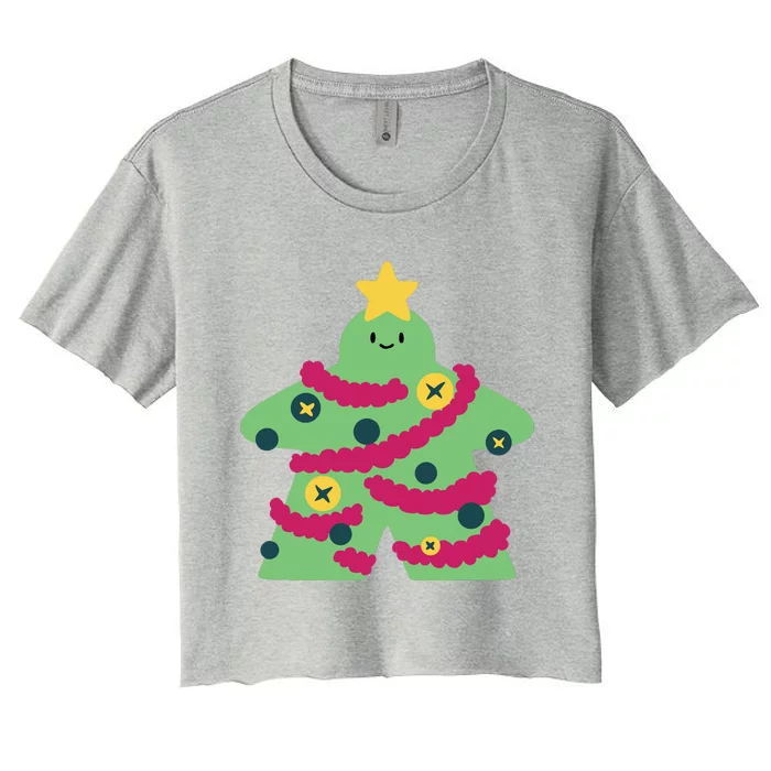 Christmas Tree Meeple Women's Crop Top Tee