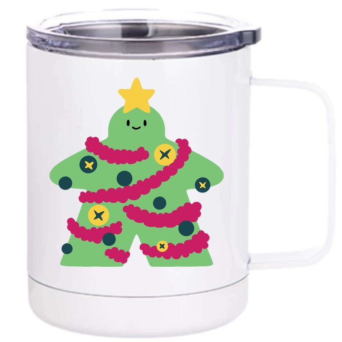 Christmas Tree Meeple Front & Back 12oz Stainless Steel Tumbler Cup