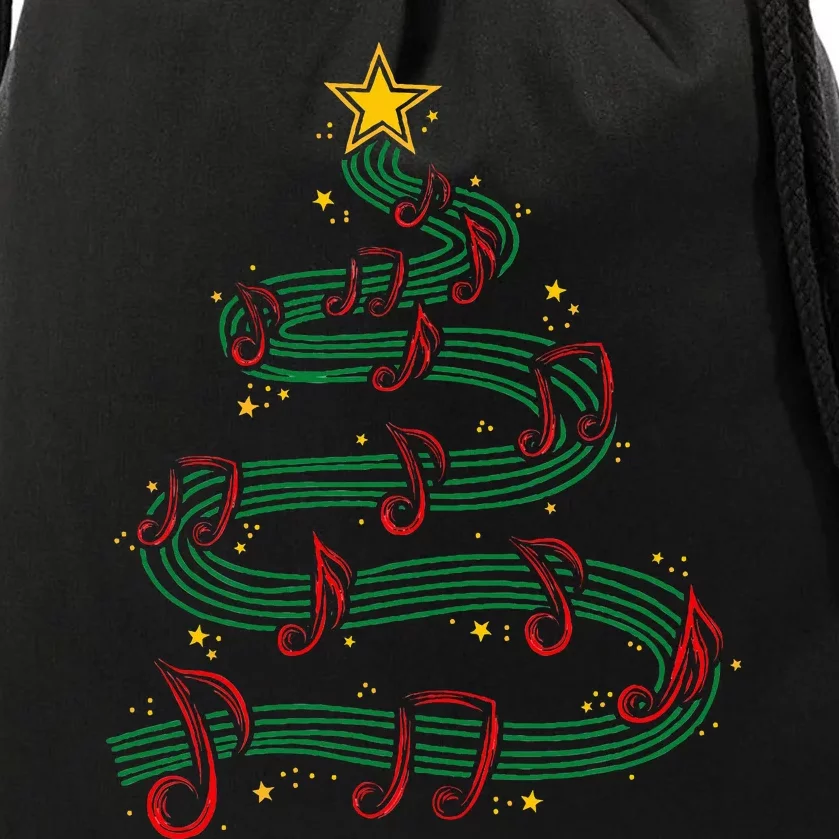 Christmas Tree Musical Notes Song Musician Sing Carols Music Drawstring Bag