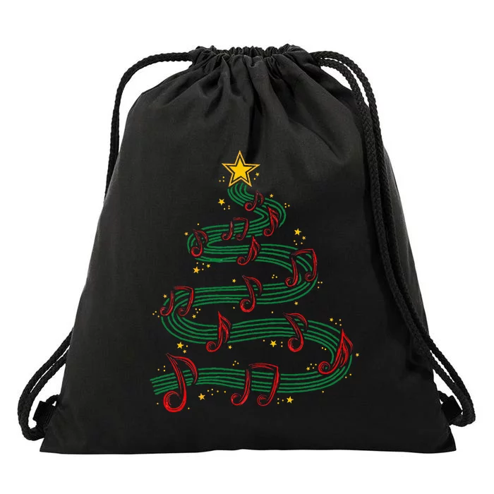 Christmas Tree Musical Notes Song Musician Sing Carols Music Drawstring Bag