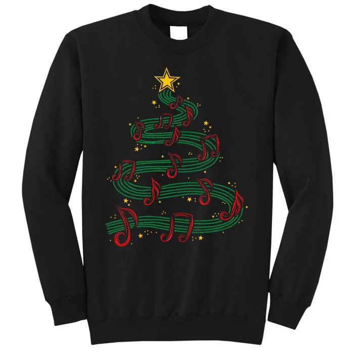 Christmas Tree Musical Notes Song Musician Sing Carols Music Tall Sweatshirt