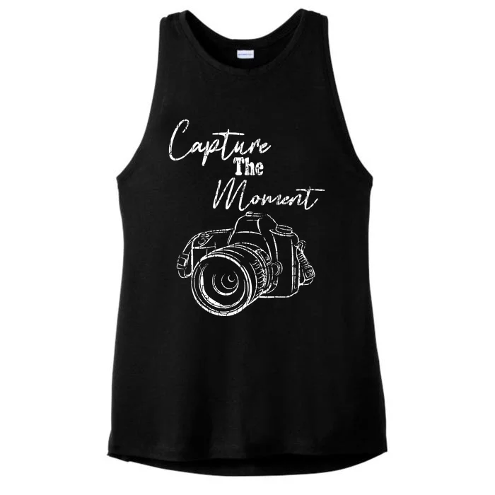 Capture The Moment Funny Photography Photographer Graphic Ladies Tri-Blend Wicking Tank