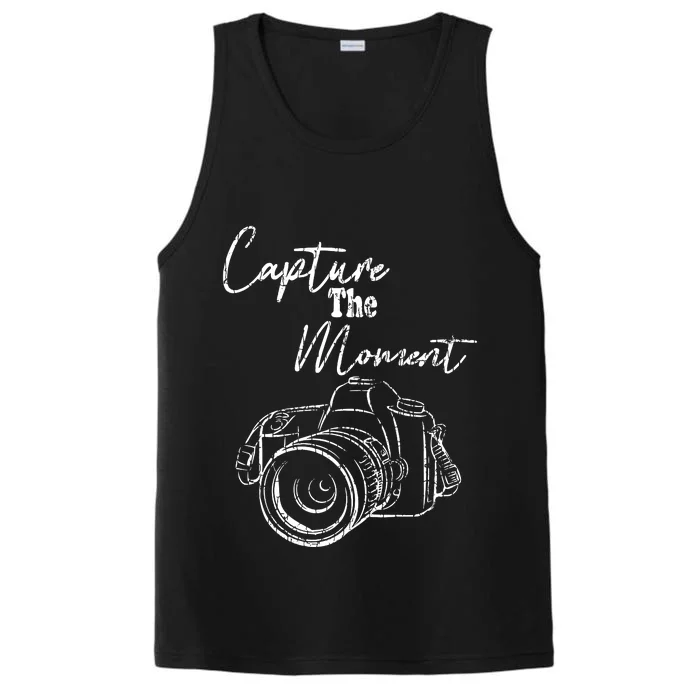 Capture The Moment Funny Photography Photographer Graphic Performance Tank