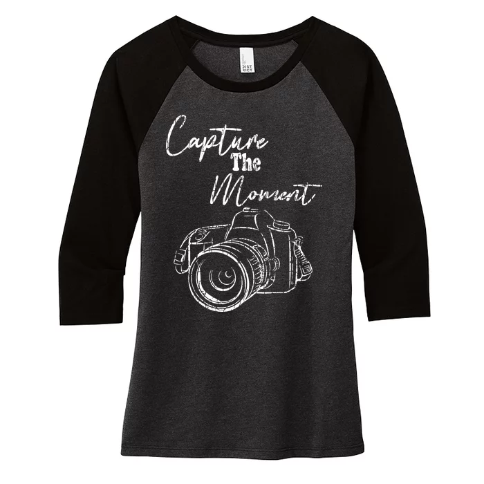 Capture The Moment Funny Photography Photographer Graphic Women's Tri-Blend 3/4-Sleeve Raglan Shirt