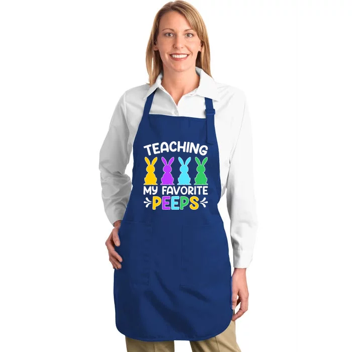 Cute Teaching My Favorite Peeps Happy Easter Day Teacher Full-Length Apron With Pocket