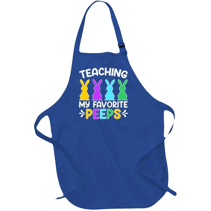 Cute Teaching My Favorite Peeps Happy Easter Day Teacher Full-Length Apron With Pocket