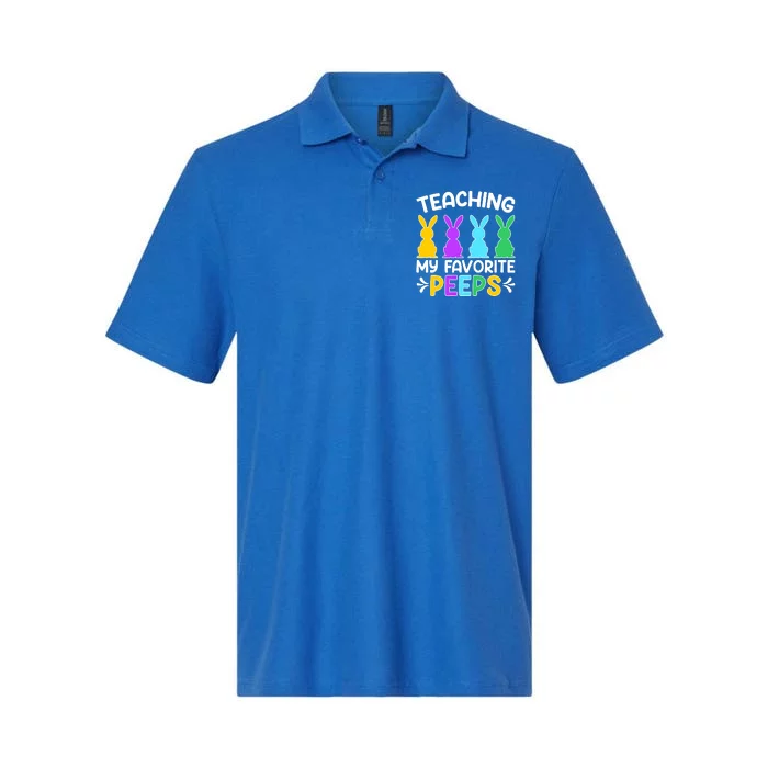 Cute Teaching My Favorite Peeps Happy Easter Day Teacher Softstyle Adult Sport Polo