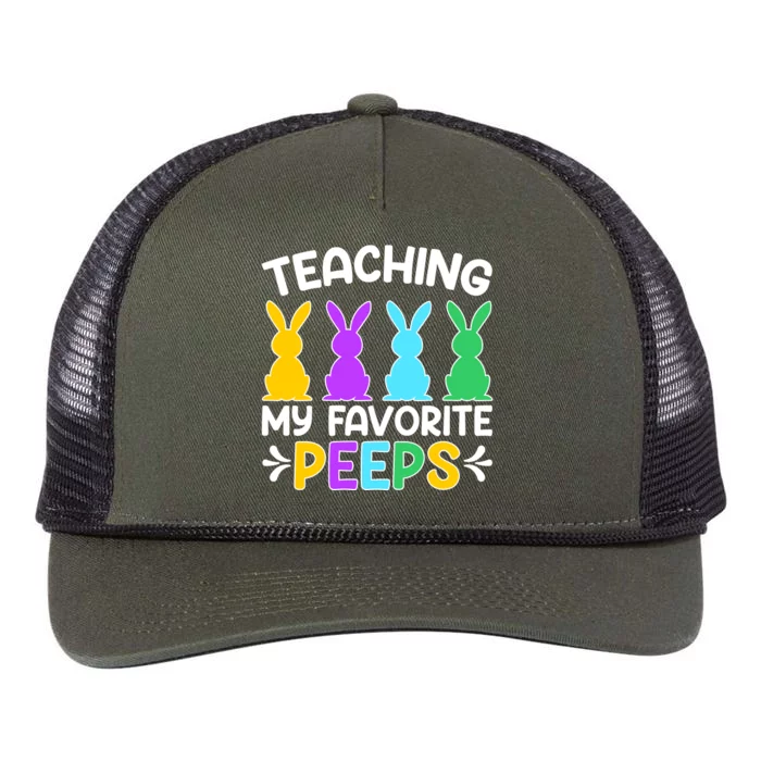 Cute Teaching My Favorite Peeps Happy Easter Day Teacher Retro Rope Trucker Hat Cap