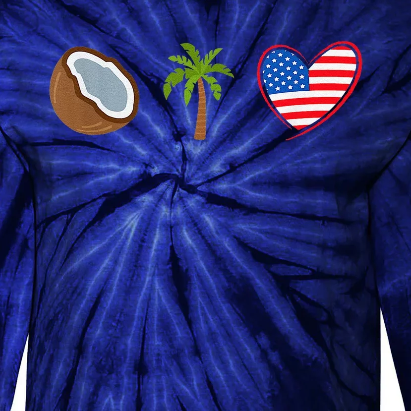 Coconut Tree Meme Patriotic Kamala Statement Usa Democrat Tie-Dye Long Sleeve Shirt