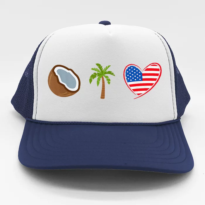 Coconut Tree Meme Patriotic Kamala Statement Usa Democrat Trucker Hat