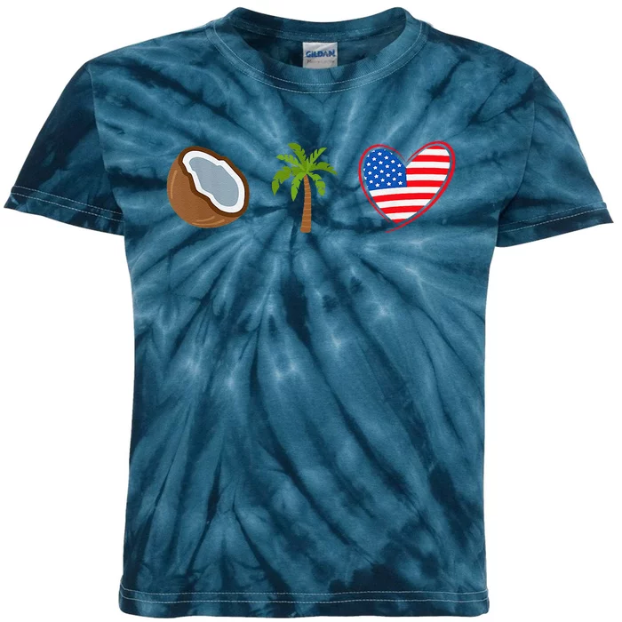 Coconut Tree Meme Patriotic Kamala Statement Usa Democrat Kids Tie-Dye T-Shirt