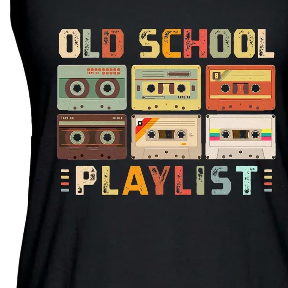 Cassette Tape Music 80s Retro Old School Playlist Ladies Essential Flowy Tank