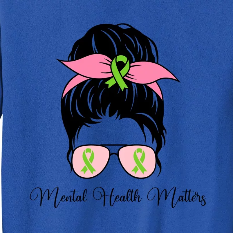 Cute Tee Messy Bun Tal Health Awareness Mom Life Outfit Gift Tall Sweatshirt