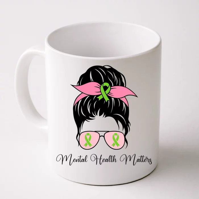 Cute Tee Messy Bun Tal Health Awareness Mom Life Outfit Gift Front & Back Coffee Mug