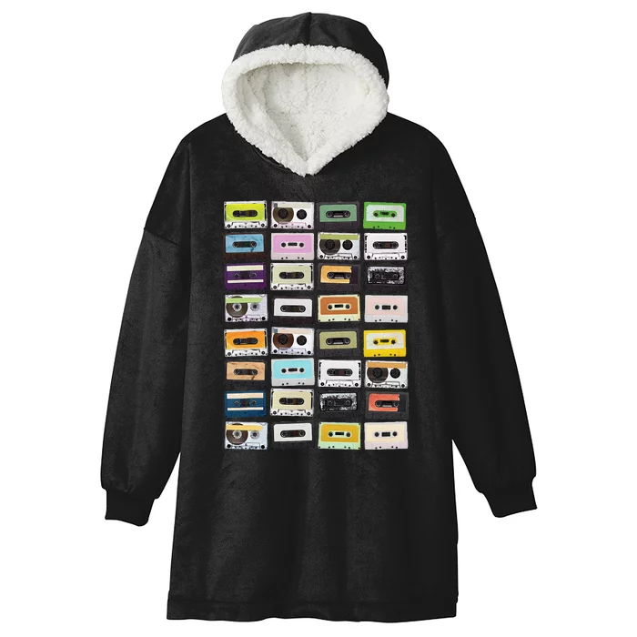 Cassette Tapes Mixtapes 1980s Radio Music Graphic Print Hooded Wearable Blanket