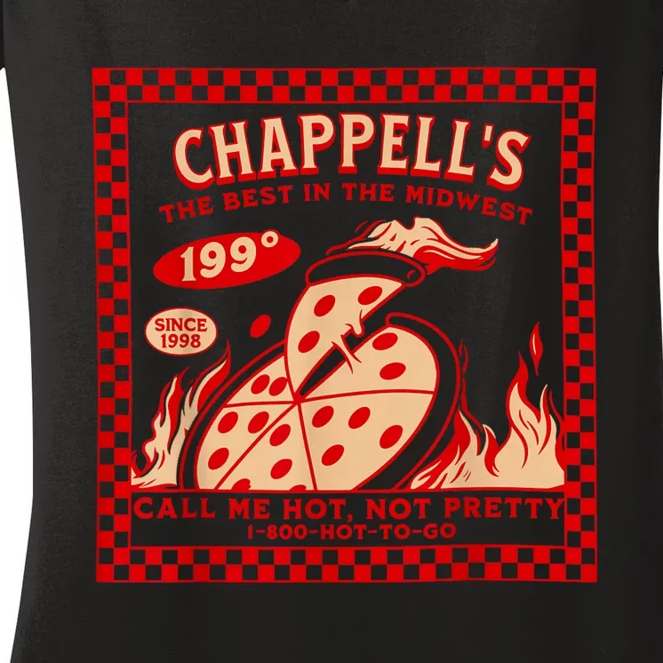 Chappell The Midwest Call Me Hot Retro Pizza Hot To Go Women's V-Neck T-Shirt