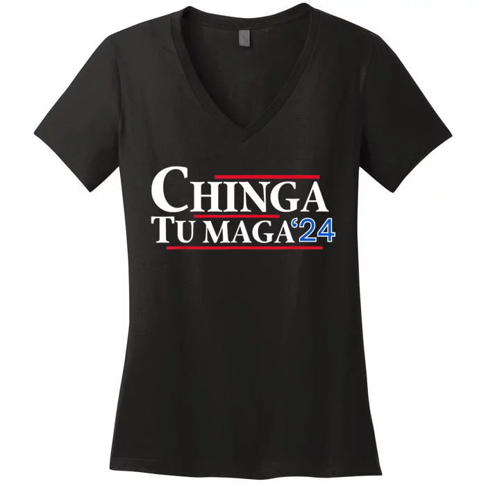 Chinga Tu Maga 24 Women's V-Neck T-Shirt