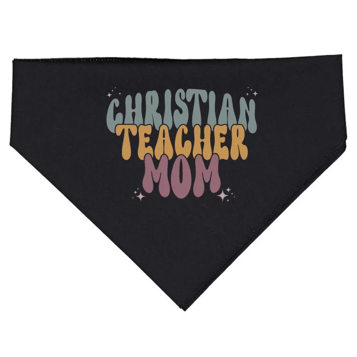 Christian Teacher Mom Retro USA-Made Doggie Bandana