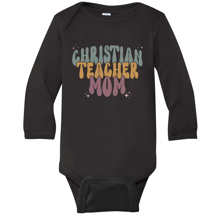 Christian Teacher Mom Retro Baby Long Sleeve Bodysuit