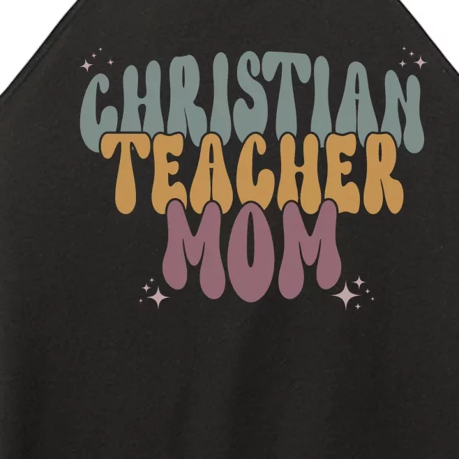 Christian Teacher Mom Retro Women’s Perfect Tri Rocker Tank