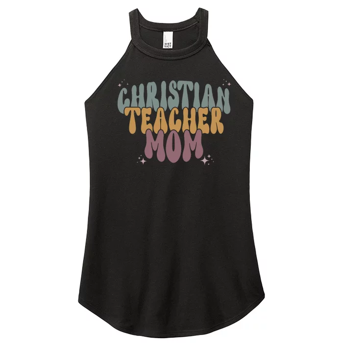 Christian Teacher Mom Retro Women’s Perfect Tri Rocker Tank