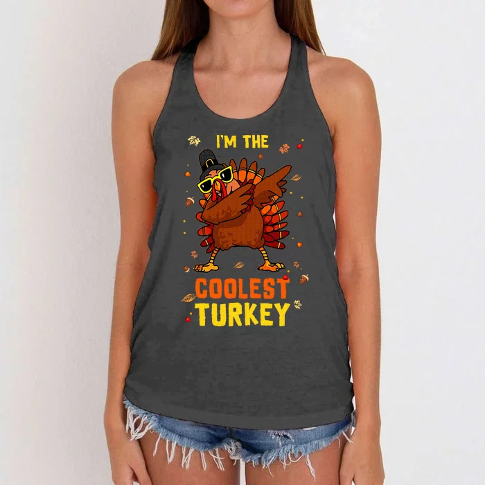 Coolest Turkey Matching Family Group Thanksgiving Party PJ Women's Knotted Racerback Tank