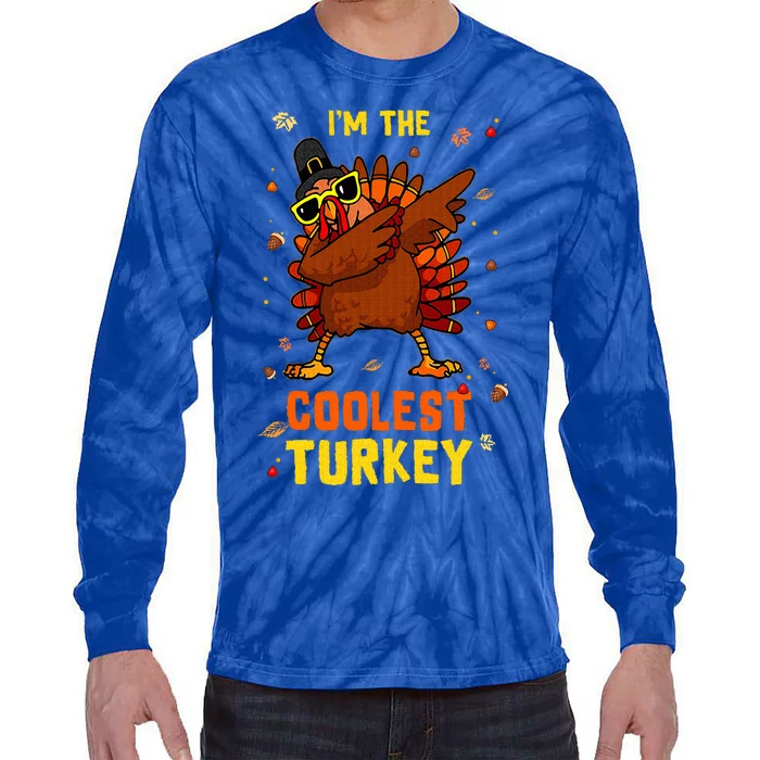 Coolest Turkey Matching Family Group Thanksgiving Party PJ Tie-Dye Long Sleeve Shirt