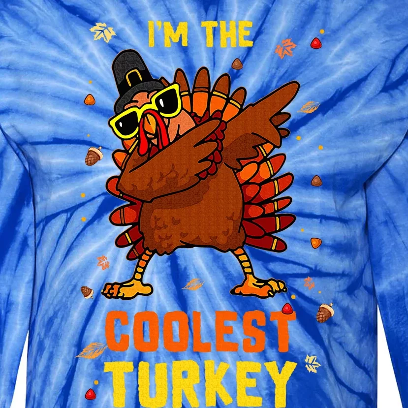 Coolest Turkey Matching Family Group Thanksgiving Party PJ Tie-Dye Long Sleeve Shirt