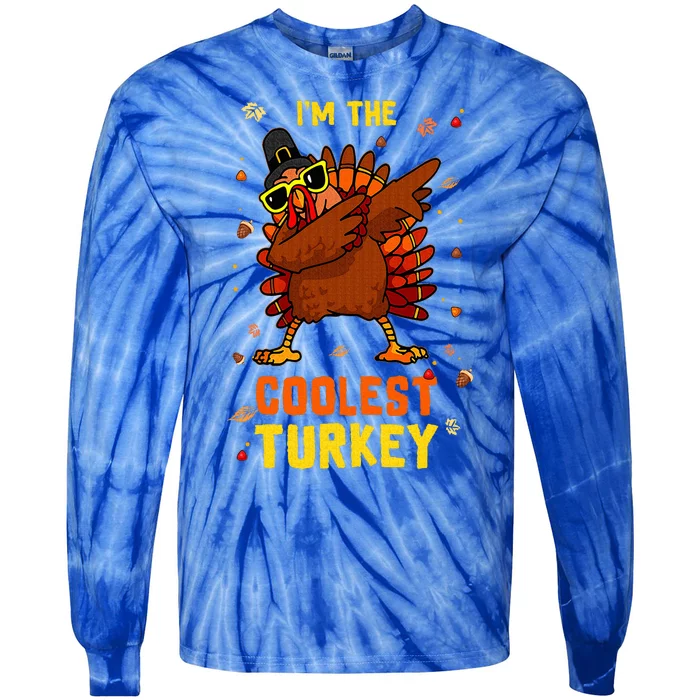 Coolest Turkey Matching Family Group Thanksgiving Party PJ Tie-Dye Long Sleeve Shirt