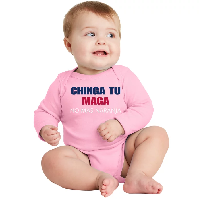 Chinga Tu Maga No Mas Naranja Funny Apparel Baby Long Sleeve Bodysuit