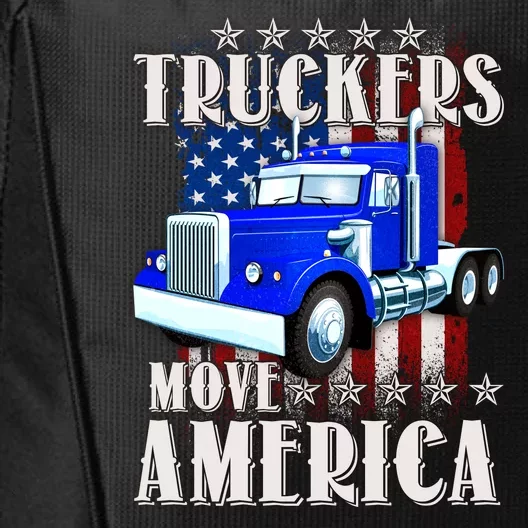 Cool Truckers Move America Semi Truck Distressed Flag City Backpack