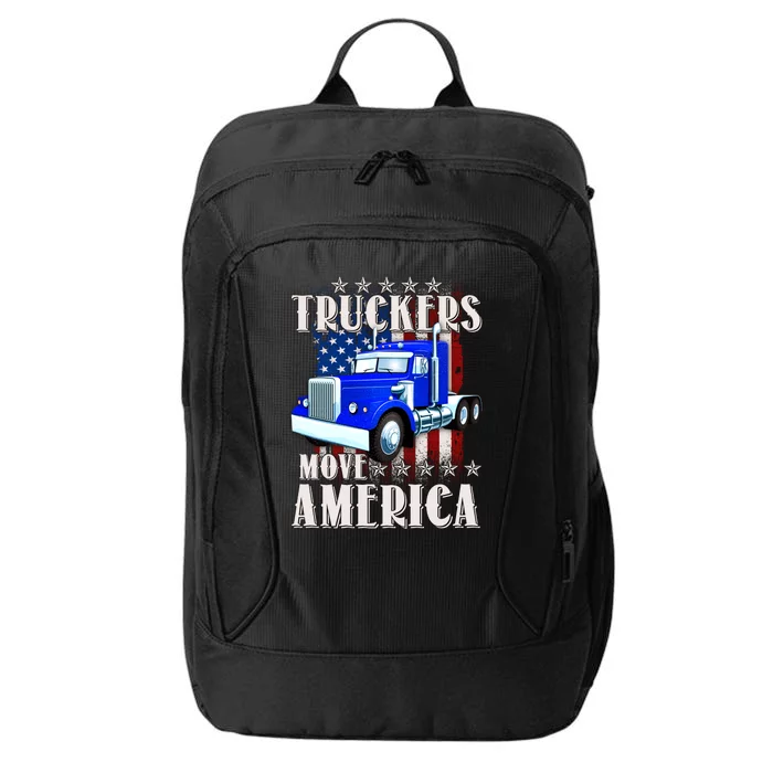 Cool Truckers Move America Semi Truck Distressed Flag City Backpack