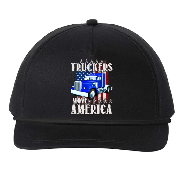 Cool Truckers Move America Semi Truck Distressed Flag Snapback Five-Panel Rope Hat