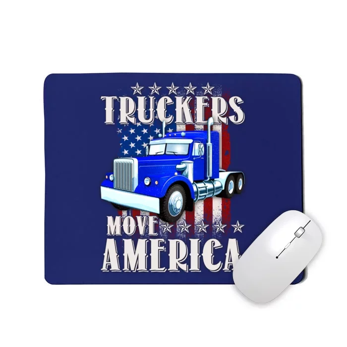 Cool Truckers Move America Semi Truck Distressed Flag Mousepad