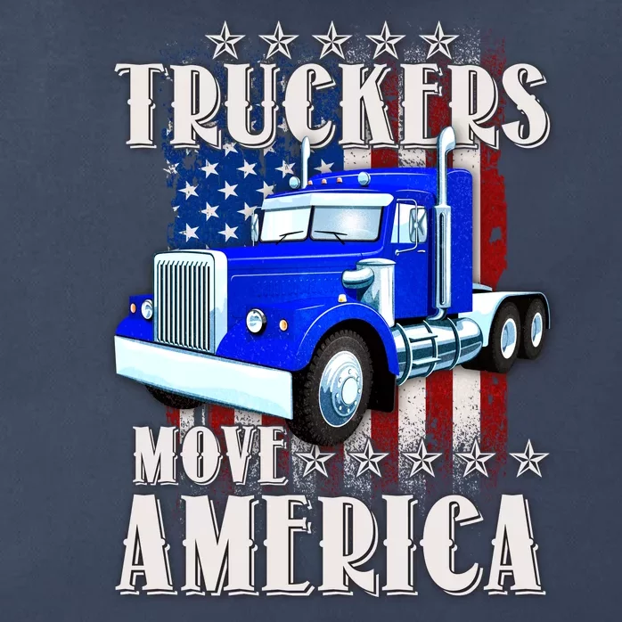 Cool Truckers Move America Semi Truck Distressed Flag Zip Tote Bag