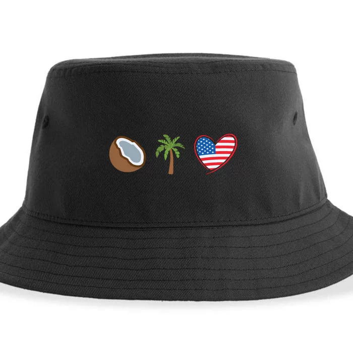 Coconut Tree Meme Patriotic Kamala Statement Usa Democrat Sustainable Bucket Hat