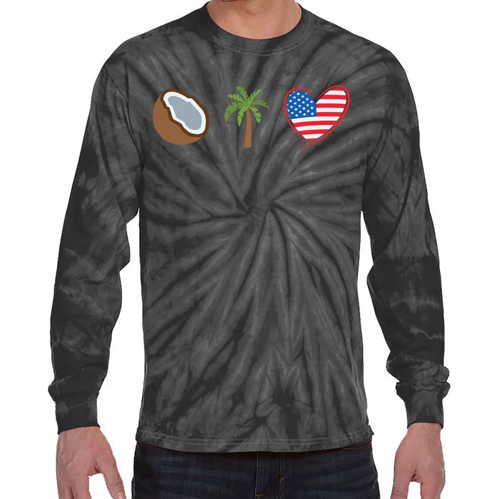 Coconut Tree Meme Patriotic Kamala Statement Usa Democrat Tie-Dye Long Sleeve Shirt