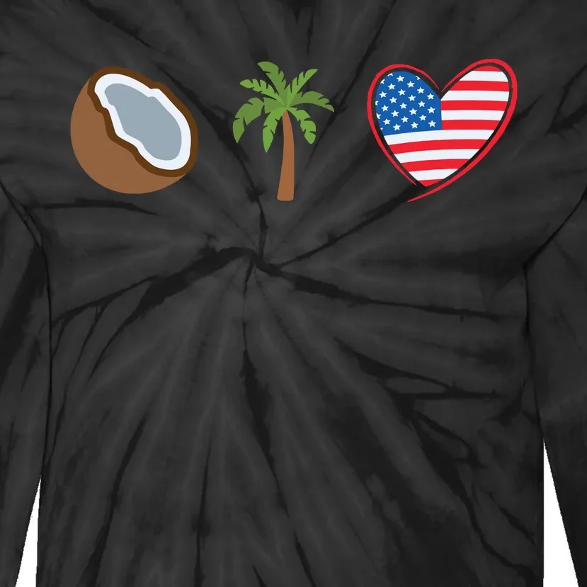 Coconut Tree Meme Patriotic Kamala Statement Usa Democrat Tie-Dye Long Sleeve Shirt