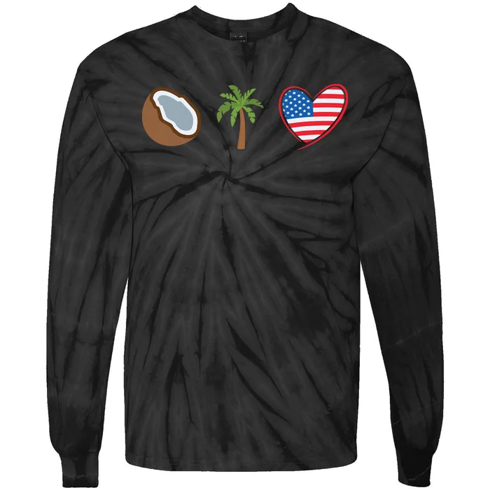 Coconut Tree Meme Patriotic Kamala Statement Usa Democrat Tie-Dye Long Sleeve Shirt