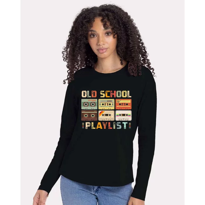 Cassette Tape Music 80s Retro Old School Playlist Womens Cotton Relaxed Long Sleeve T-Shirt