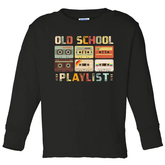 Cassette Tape Music 80s Retro Old School Playlist Toddler Long Sleeve Shirt