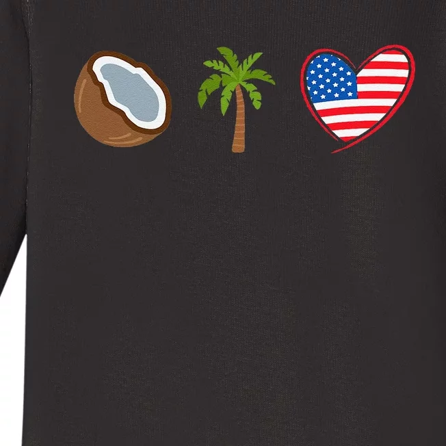 Coconut Tree Meme Patriotic Kamala Statement Usa Democrat Baby Long Sleeve Bodysuit