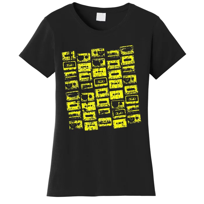 Cassette Tapes Mixtapes 1980s 1990s Music Yellow Women's T-Shirt