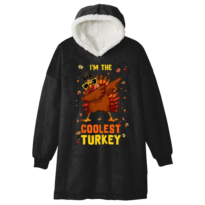 Coolest Turkey Matching Family Group Thanksgiving Party PJ Hooded Wearable Blanket