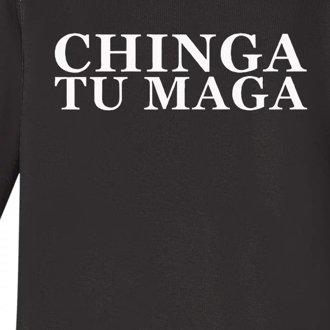 Chinga Tu Maga Anti Trump Mexican Spanish Latin Word Baby Long Sleeve Bodysuit