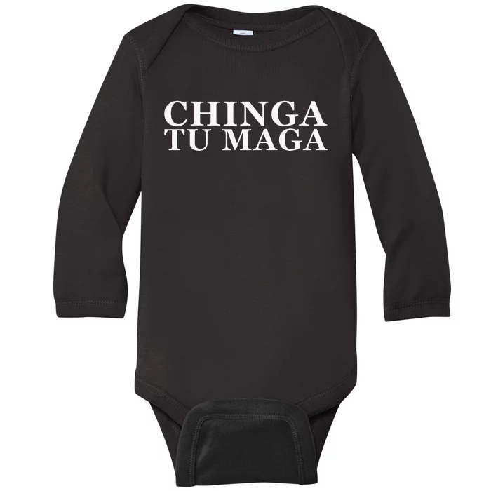 Chinga Tu Maga Anti Trump Mexican Spanish Latin Word Baby Long Sleeve Bodysuit