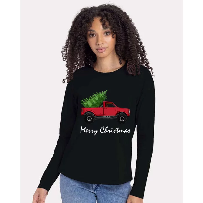 Christmas Truck Meaningful Gift Womens Cotton Relaxed Long Sleeve T-Shirt