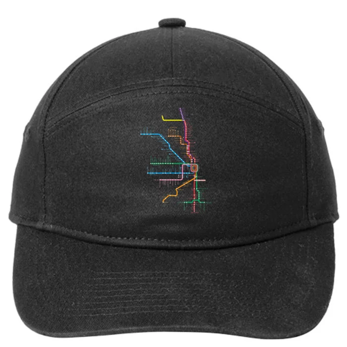 Chicago Trains Map 7-Panel Snapback Hat