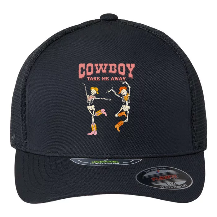 Cowboy Take Me Away Skeleton Western Southern Country Music Flexfit Unipanel Trucker Cap