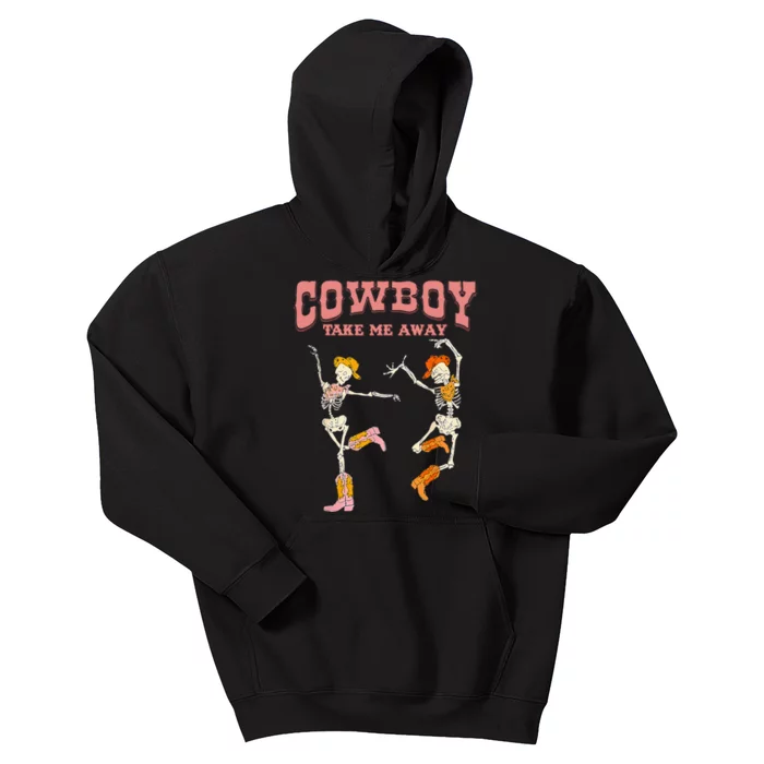 Cowboy Take Me Away Skeleton Western Southern Country Music Kids Hoodie